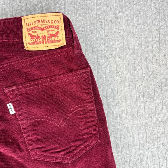 Levis 725 Bootcut High Rise Pants Women 26(25X29) Candy Apple Red Corduroy - Picture 9 of 13